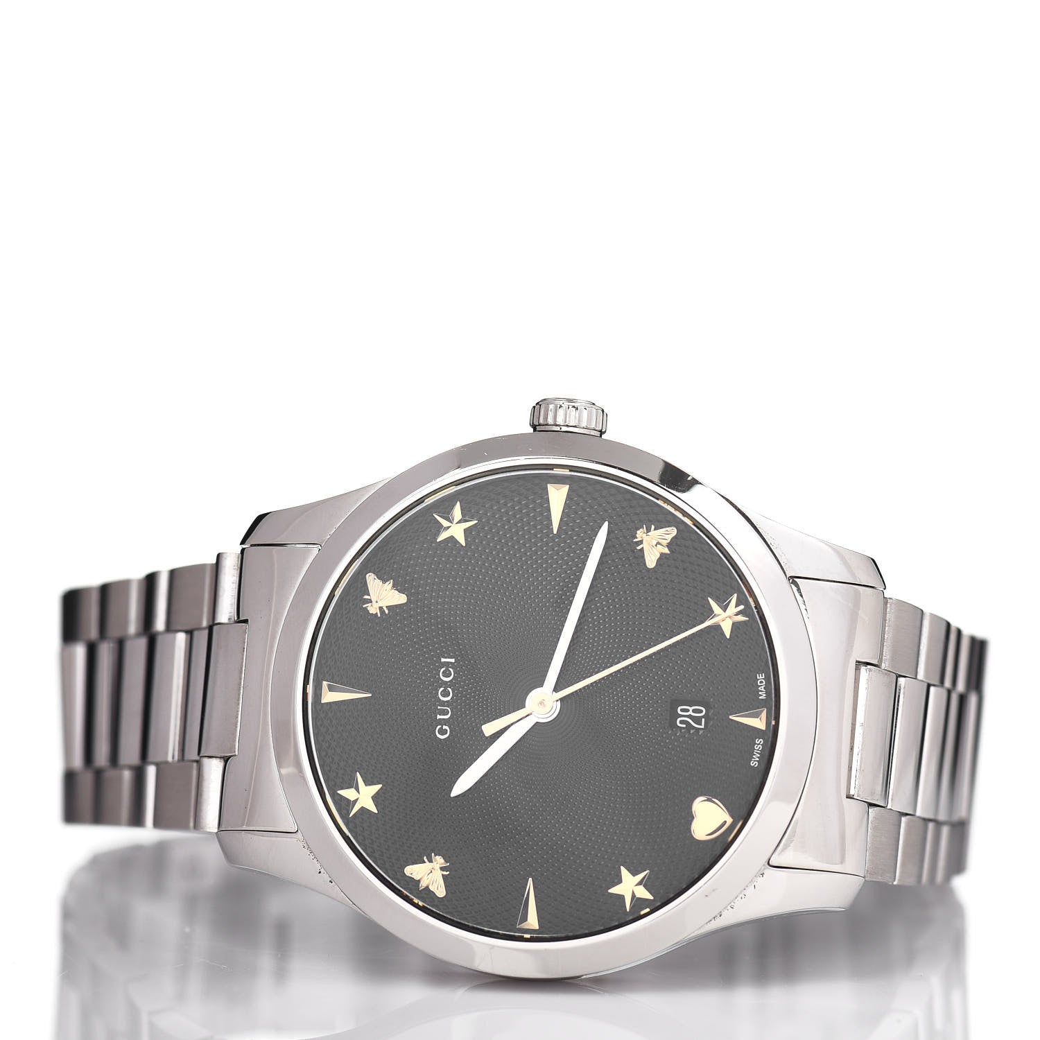 Gucci Stainless Steel 38mm G-Timeless Charm Quartz Watch Black 3 of 5