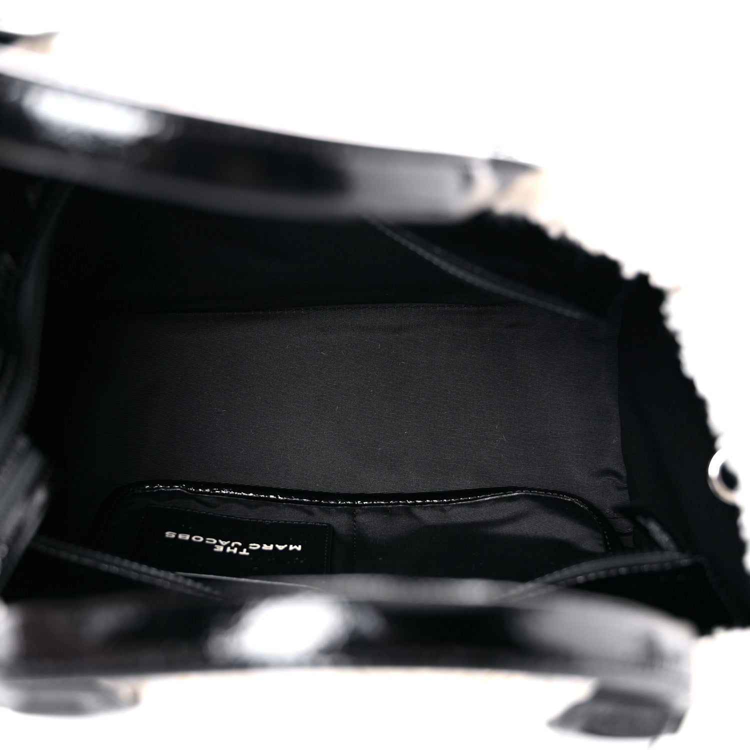Marc Jacobs Shiny Calfskin Faux Shearling Small The Traveler Tote Bag Black 5 of 8