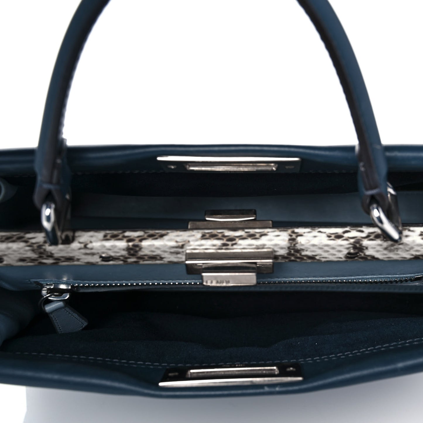 Vitello Seta Shiny Nappa Elaphe Medium Peekaboo Iconic Satchel Notturno Natural
