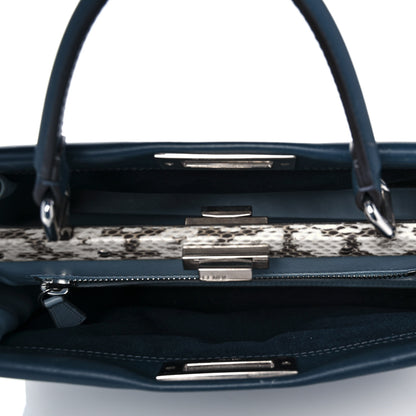 Fendi Vitello Seta Shiny Nappa Elaphe Medium Peekaboo Iconic Satchel Notturno Natural 5 of 8