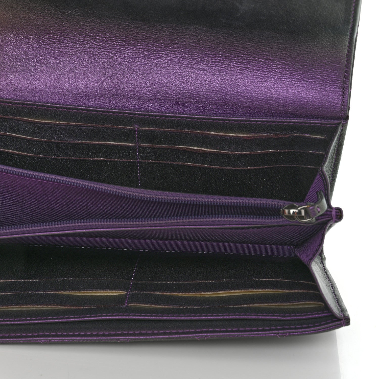 Chanel Iridescent Lambskin Quilted Large Gusset Flap Wallet Purple 4 of 16