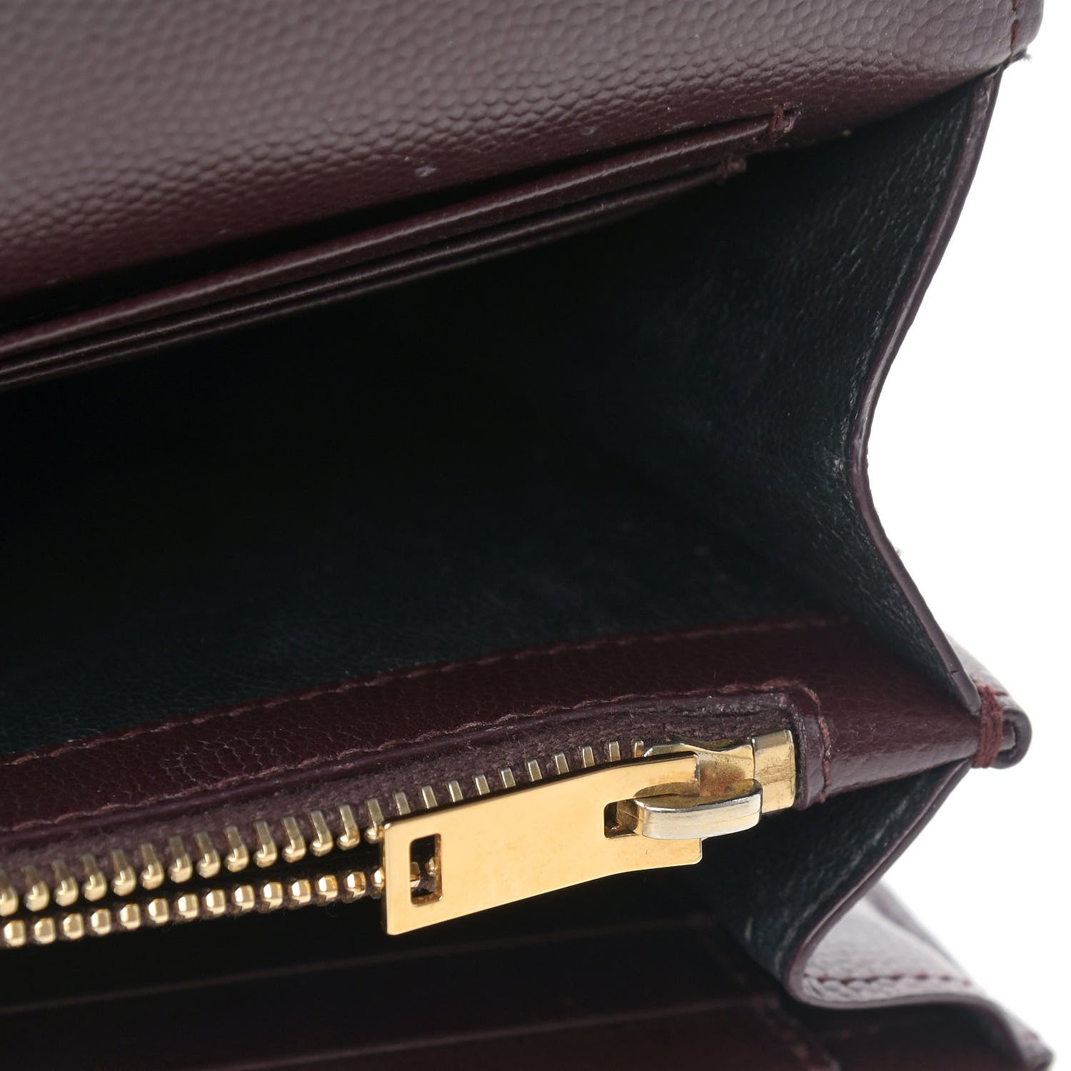 Saint Laurent Grain De Poudre Matelasse Chevron Monogram Chain Wallet Palissandre 14 of 15