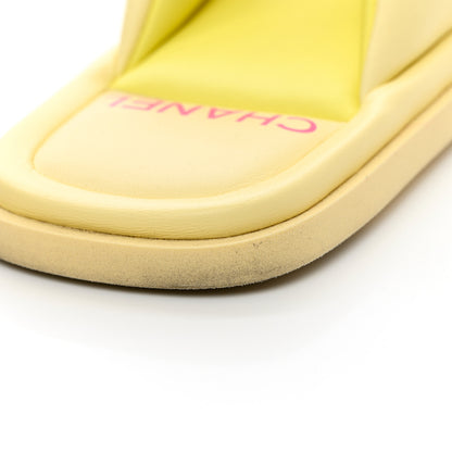 Chanel Lambskin CC Thong Sandals 40 Yellow 13 of 17