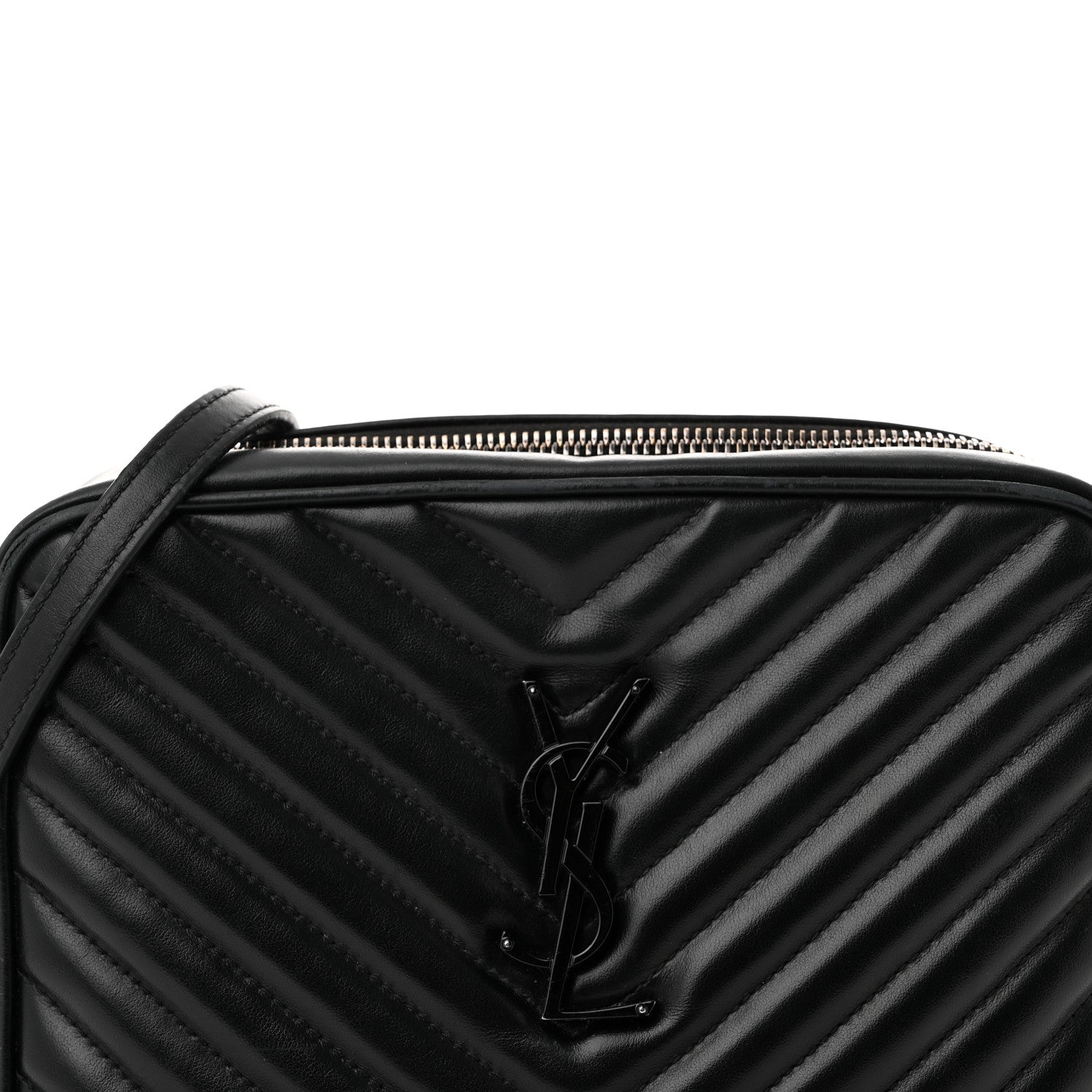 Saint Laurent Calfskin Matelasse Monogram Monochrome Lou Camera Bag Black 8 of 13