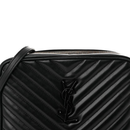Saint Laurent Calfskin Matelasse Monogram Monochrome Lou Camera Bag Black 8 of 13