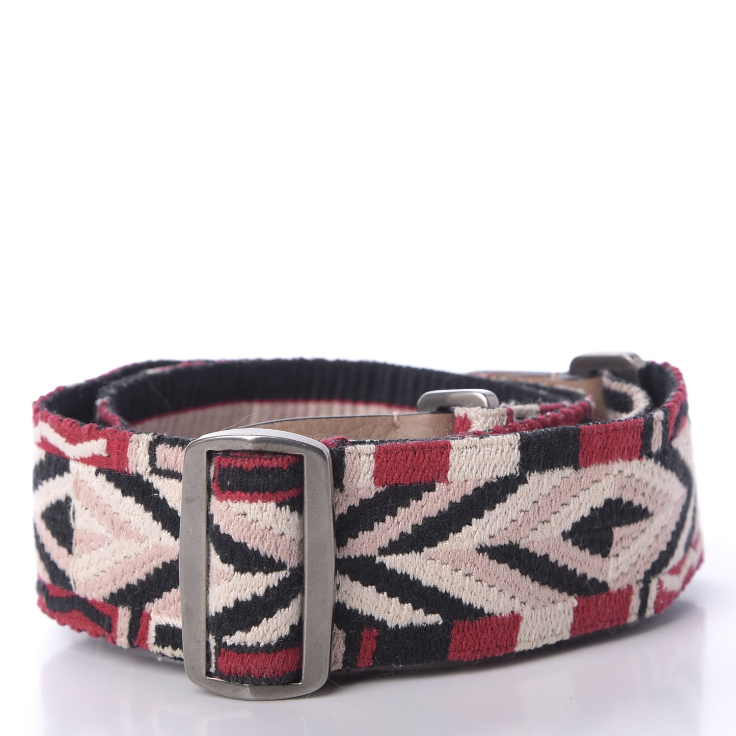Canvas Geometric Embroidered Rockstud Guitar Strap Soft Noisette Multicolor