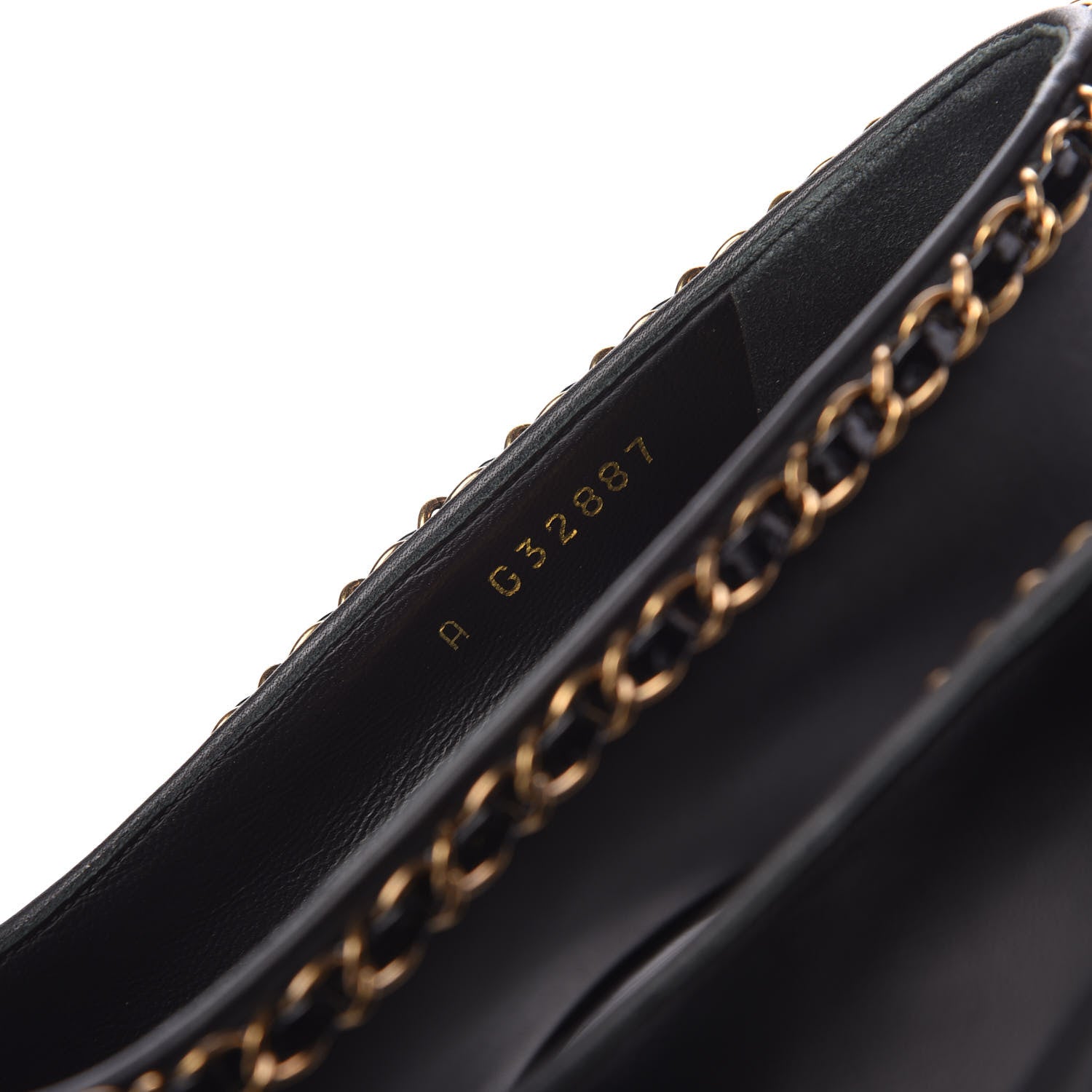 Chanel Calfskin Patent Calfskin Chain Cap Toe Pumps 36.5 Black 8 of 9