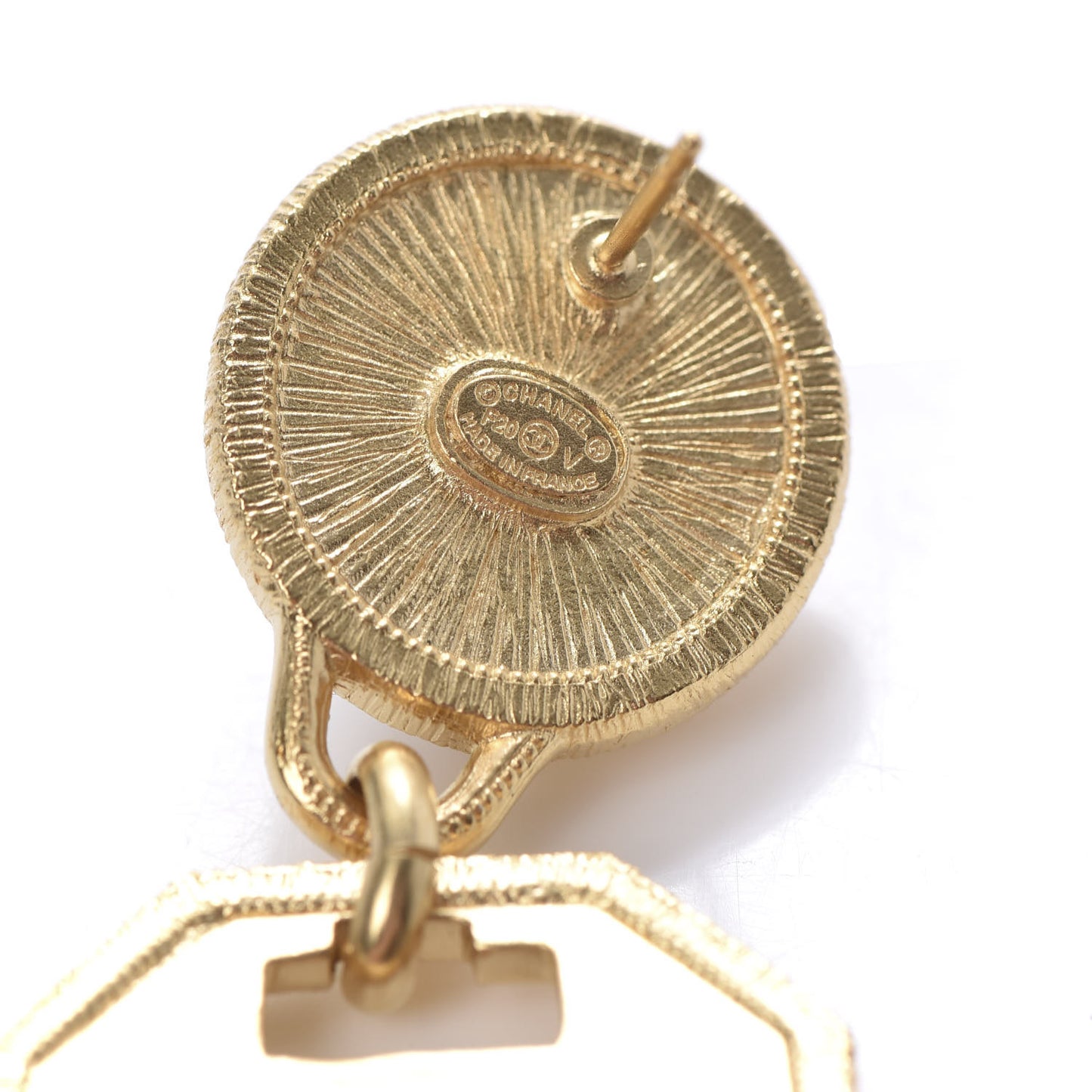 Pearl CC Tags Drop Earrings Gold