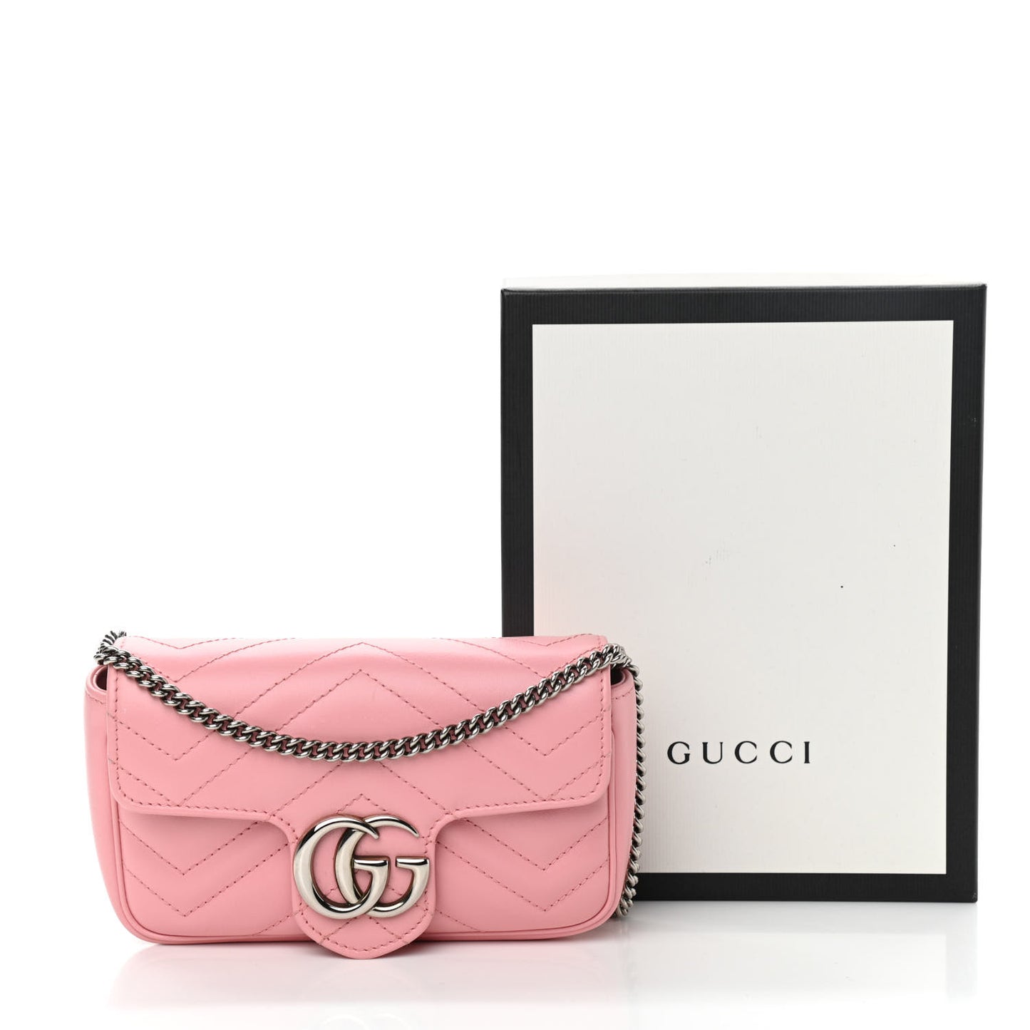 Calfskin Matelasse Super Mini GG Marmont Shoulder Bag Wild Rose