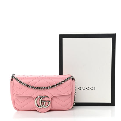 Gucci Calfskin Matelasse Super Mini GG Marmont Shoulder Bag Wild Rose 11 of 11