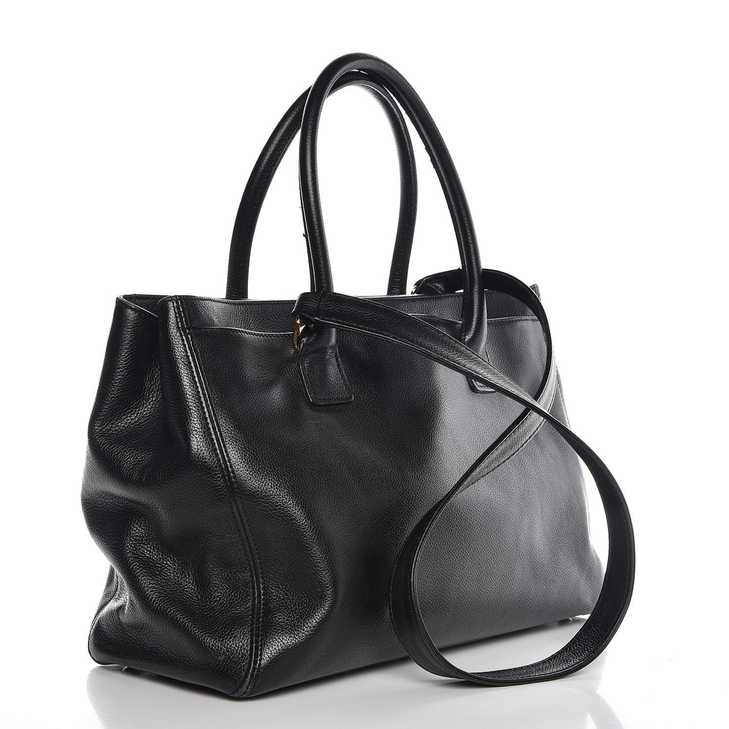 Calfskin Cerf Executive Shopper Tote Black