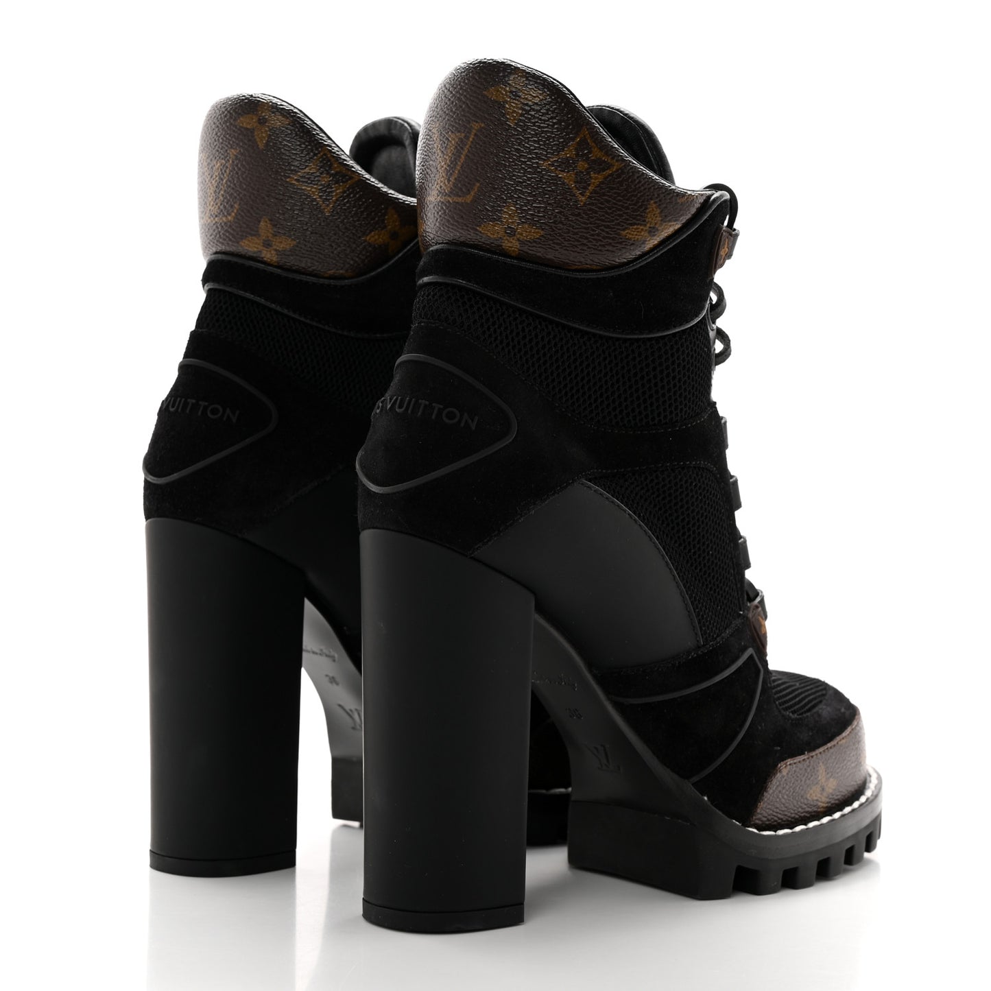 Suede Calfskin Monogram Star Trail Ankle Boots 38 Black