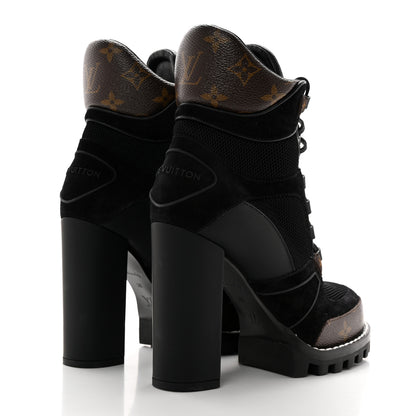 Louis Vuitton Suede Calfskin Monogram Star Trail Ankle Boots 38 Black 4 of 10