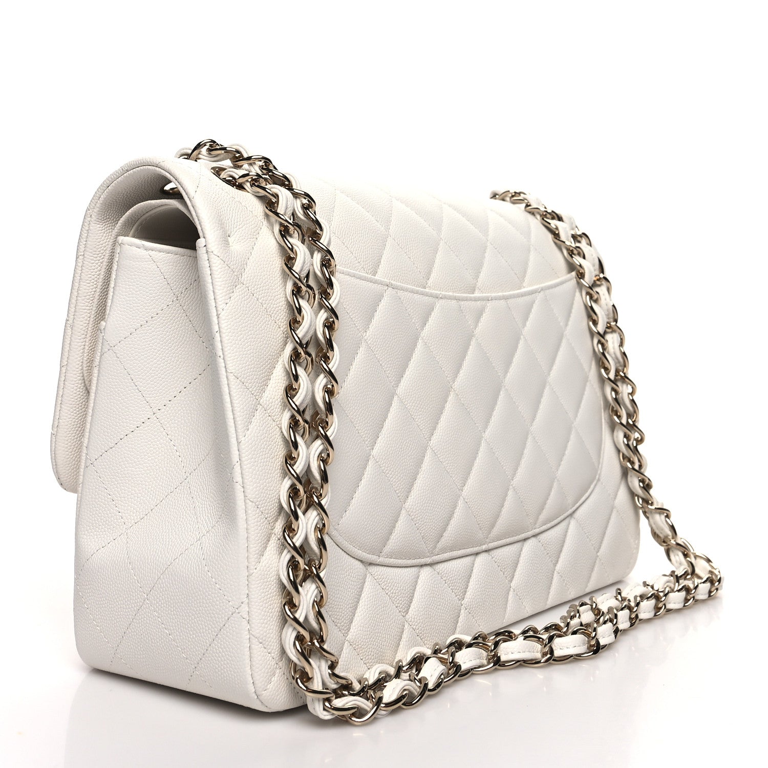Chanel Caviar Quilted Jumbo Double Flap White 3 of 10