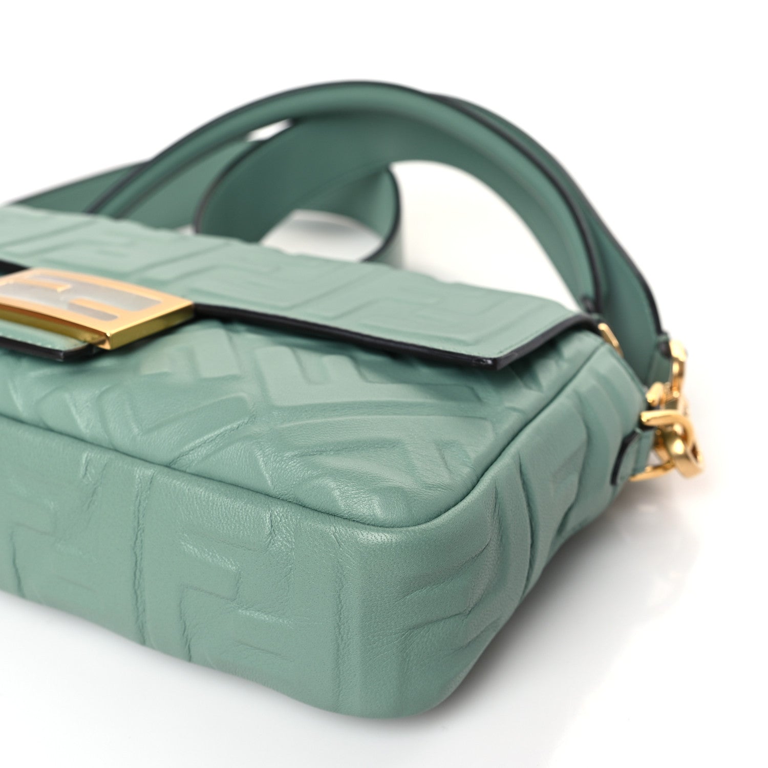 Fendi Nappa FF 1974 Embossed Baguette Menta 9 of 9