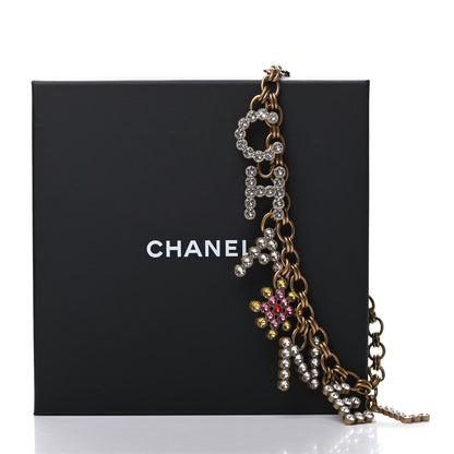 Chanel Metal Crystal City of Lights Logo Necklace Gold Multicolor 5 of 5