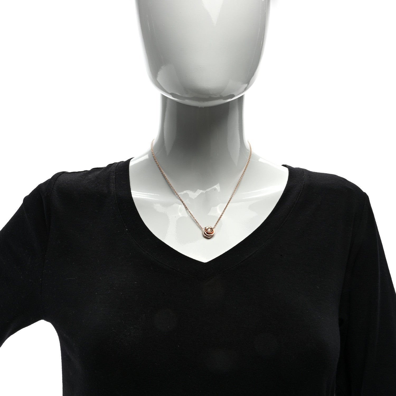 Christian Dior 18K Rose Gold Diamond Large Rose Couture Necklace 2 of 4