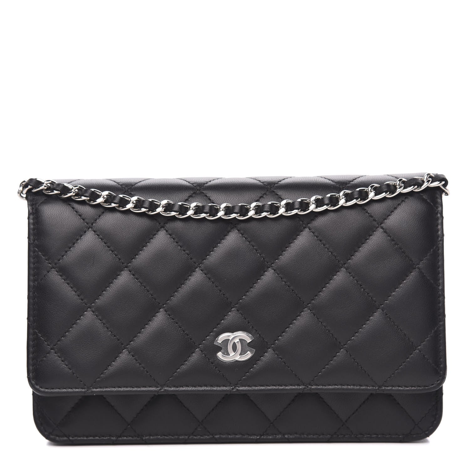 Chanel Lambskin Quilted Wallet On Chain WOC Black 1 of 11