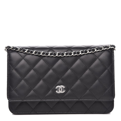 Chanel Lambskin Quilted Wallet On Chain WOC Black 1 of 11