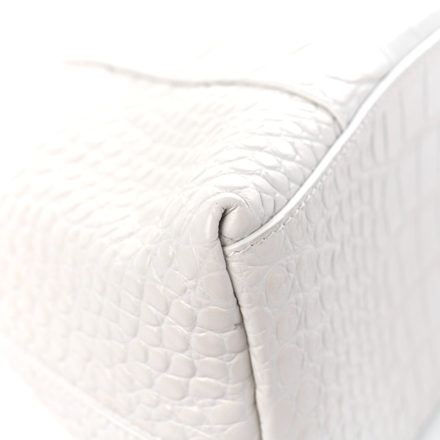 Balenciaga Extra Supple Calfskin Crocodile Embossed M Downtown Shoulder Bag White 12 of 14