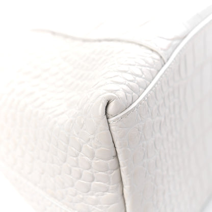 Balenciaga Extra Supple Calfskin Crocodile Embossed M Downtown Shoulder Bag White 12 of 14