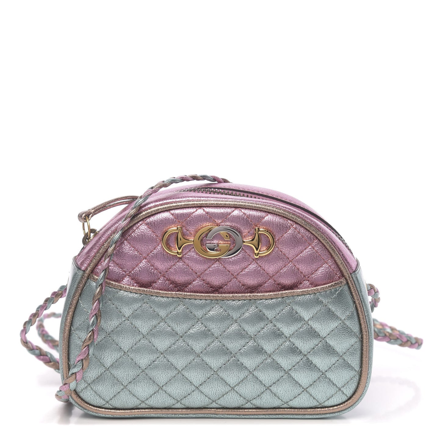 Laminated Nappa Trapuntata Mini Zumi Dome Shoulder Bag Rosa Lago Rame
