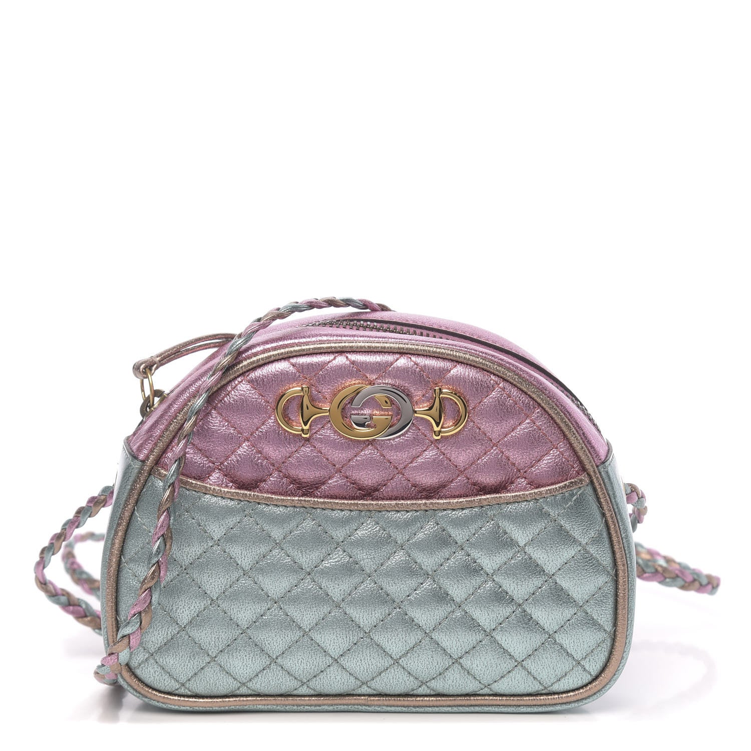 Gucci Laminated Nappa Trapuntata Mini Zumi Dome Shoulder Bag Rosa Lago Rame 1 of 11