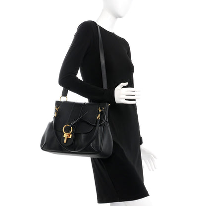 Chloe Grained Lambskin Calfskin Medium Lexa Shoulder Bag Black 2 of 8