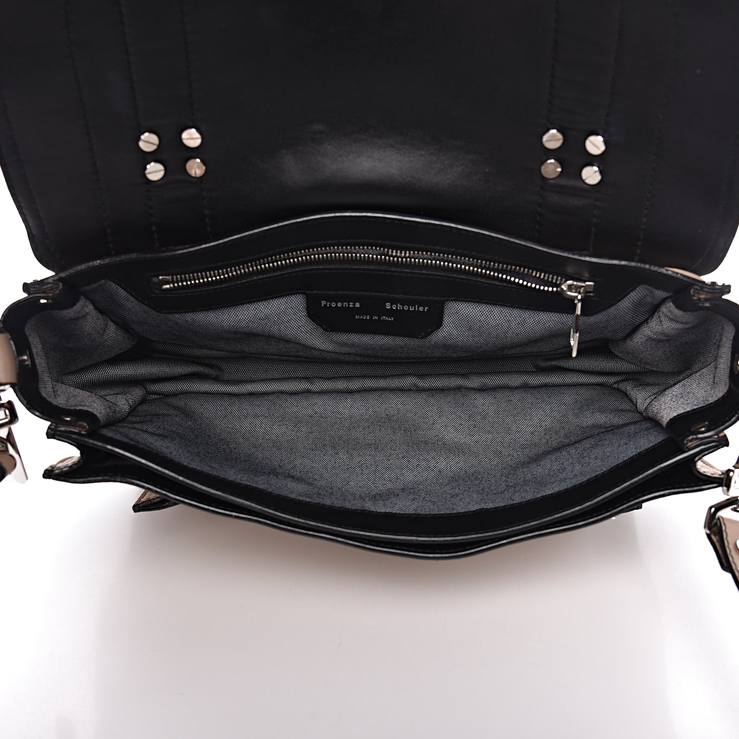 Grained Calfskin Medium Contrast Stitch PS1 Satchel Sand