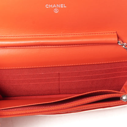 Chanel Patent Striped Wallet On Chain WOC Red 8 of 9