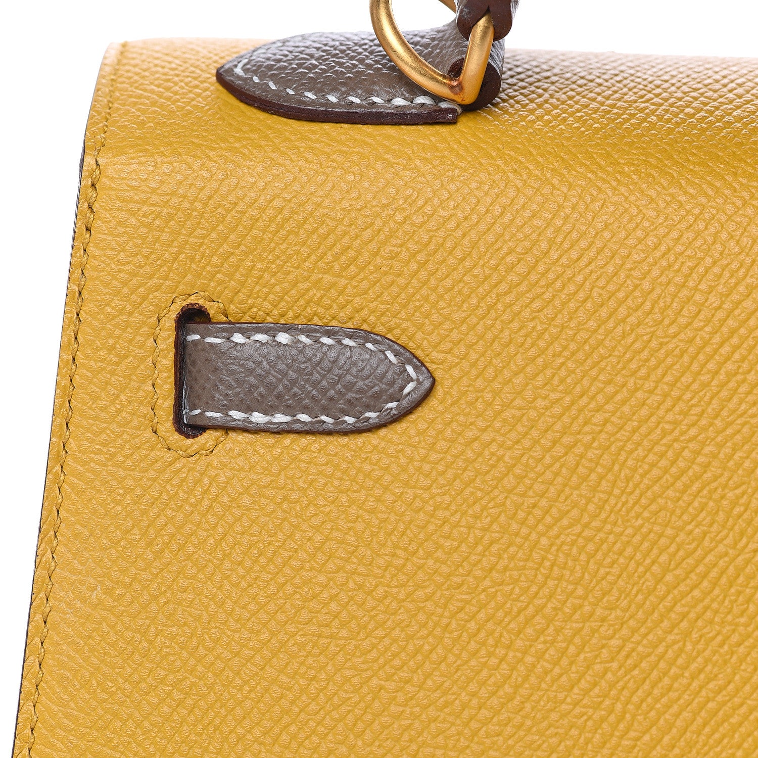 Hermes Epsom Horseshoe Kelly Sellier 25 Jaune Ambre Etoupe 16 of 34