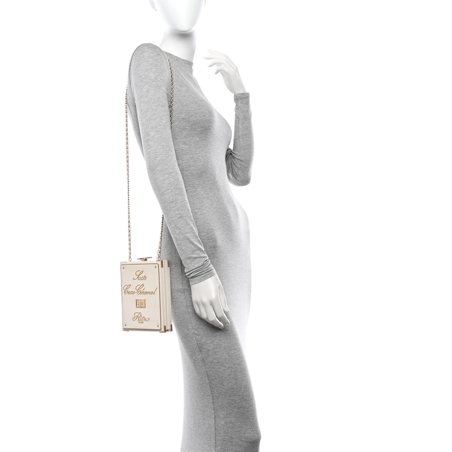 Lambskin Room Card Minaudiere Evening Bag White Gold