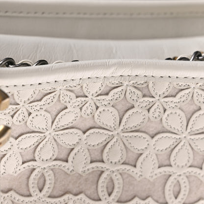 Chanel Calfskin Wool Felt Embossed Small Gabrielle Logo Hobo White 11 of 11