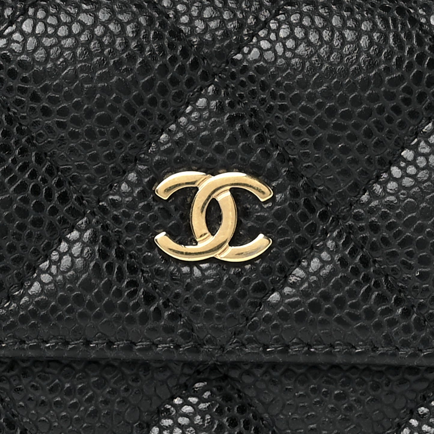 Caviar Quilted Compact French Flap Wallet Black