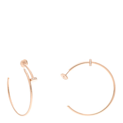 Cartier 18K Pink Gold Diamond Juste Un Clou Hoop Earrings 1 of 5