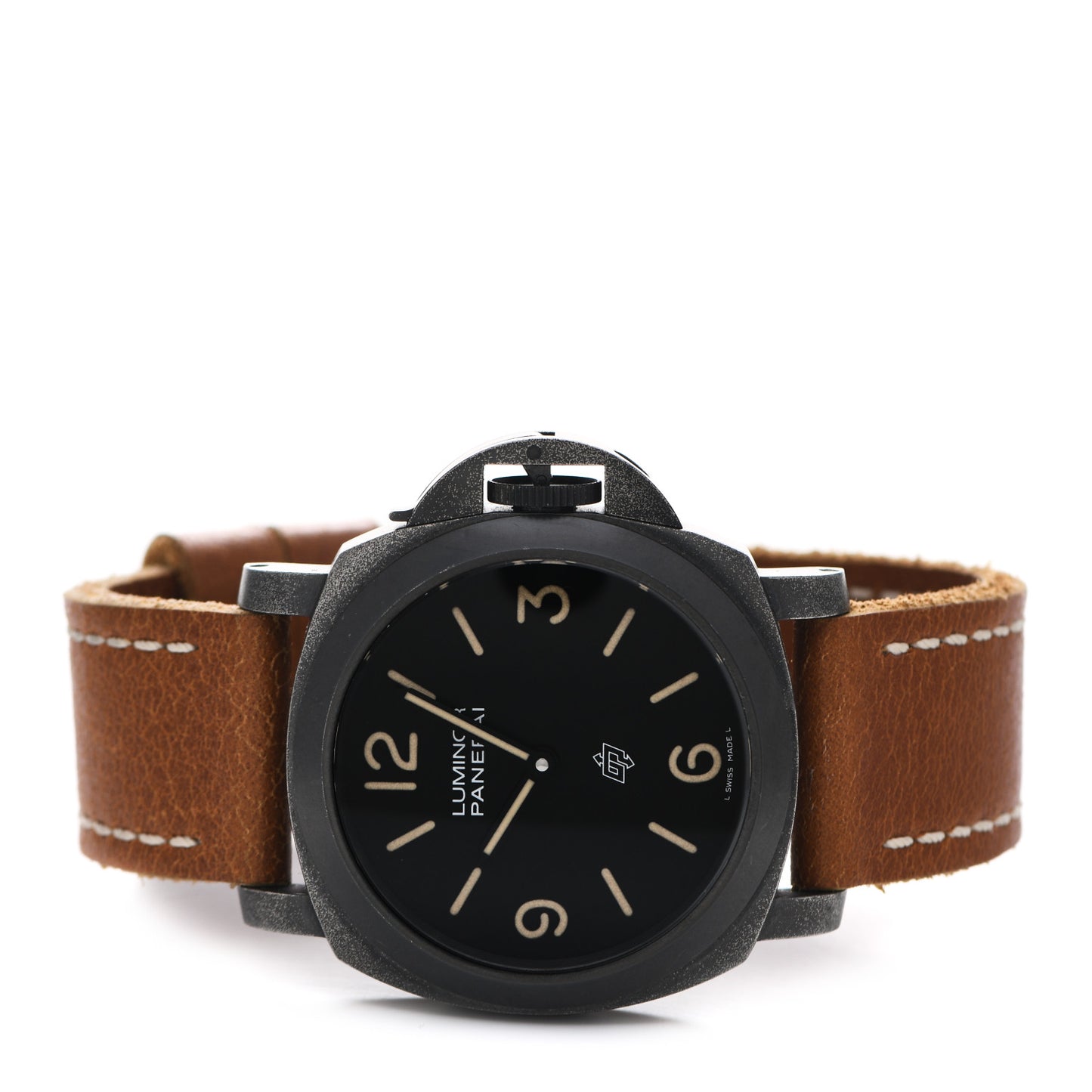 Stainless Steel Calfskin 44mm Luminor Base Logo Paneristi Manual Winding Watch Black PAM00360
