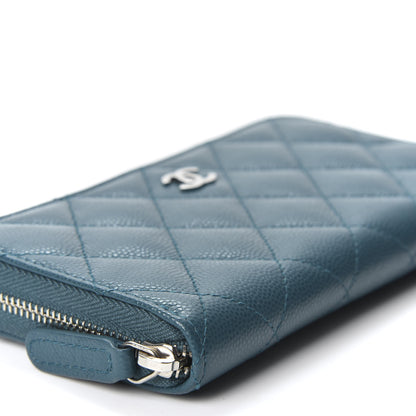 Chanel Caviar Quilted Medium Zip Around Wallet Dark Turquoise 5 of 10