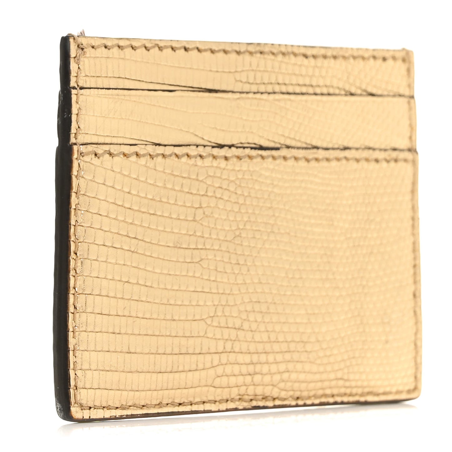 Laminated Lizard GG Marmont Card Holder Gold