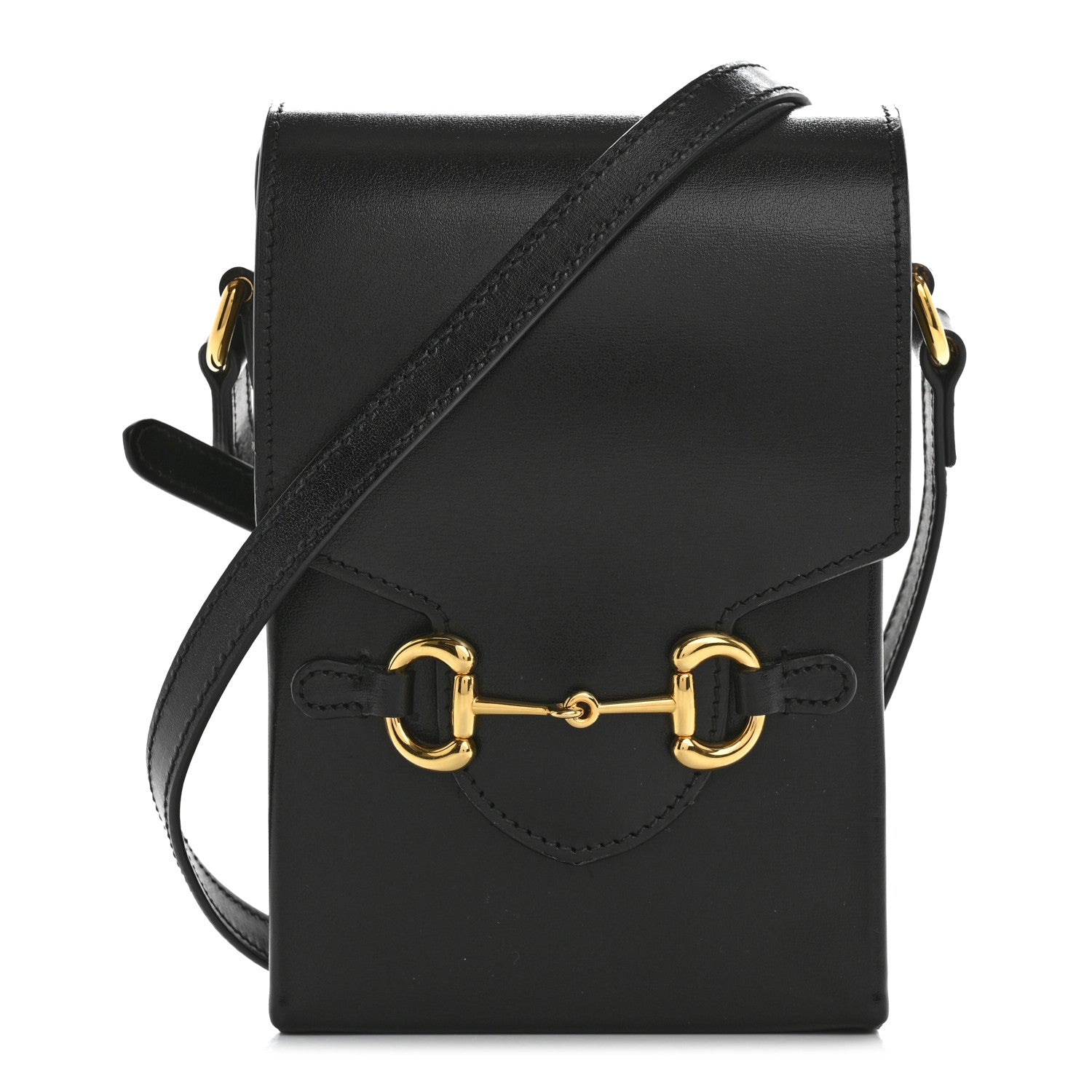 Gucci Boarded Plutone Calfskin Mini Horsebit 1955 Crossbody Bag Black 1 of 10