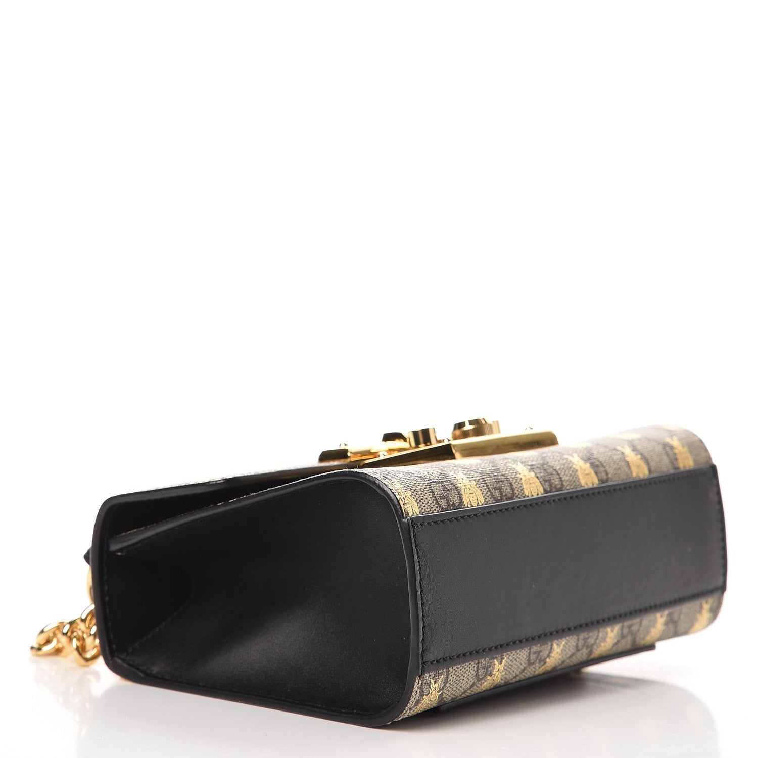 Gucci GG Supreme Monogram Bees Small Padlock Shoulder Bag Black 5 of 9