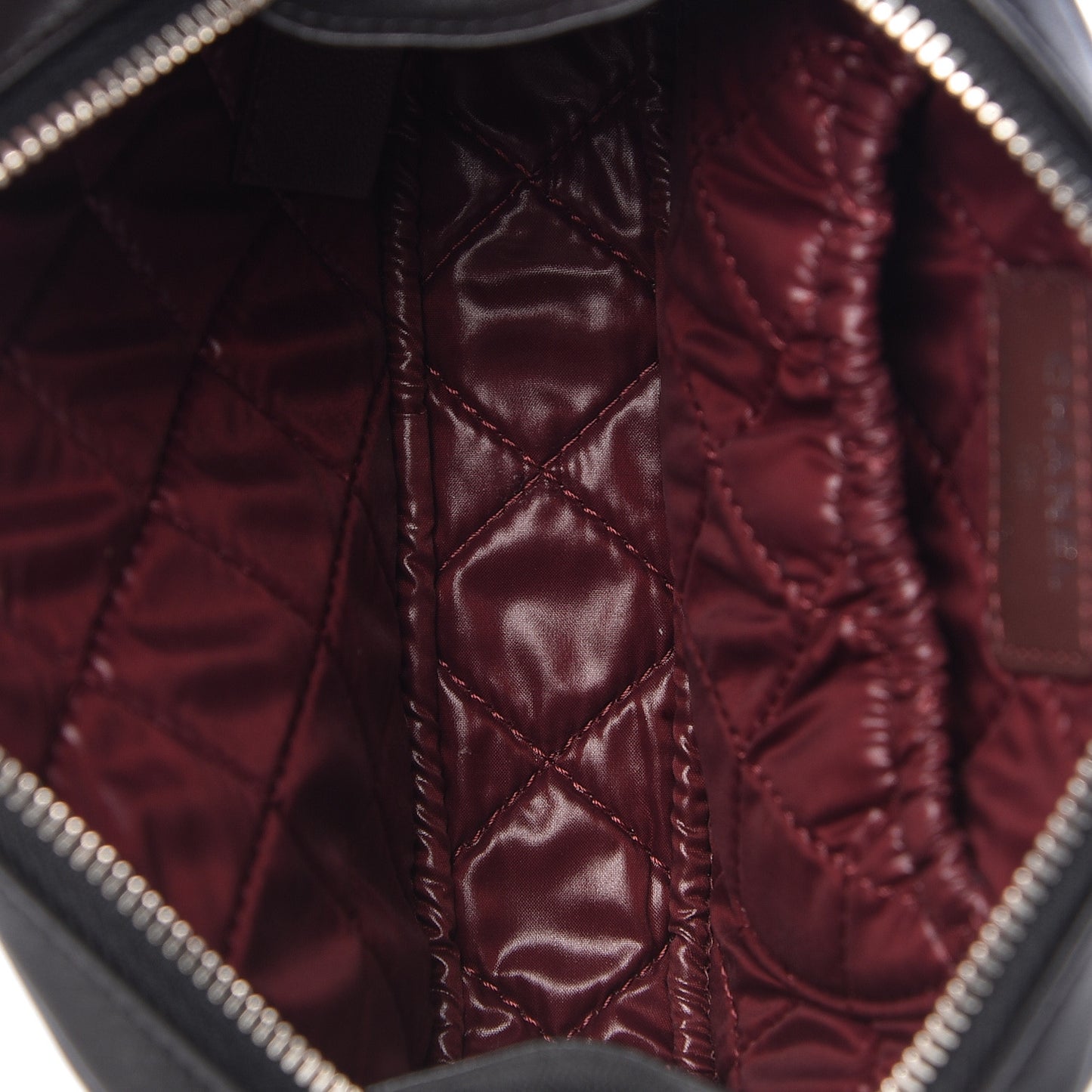 Lambskin Quilted Small Curvy Pouch Cosmetic Case Black
