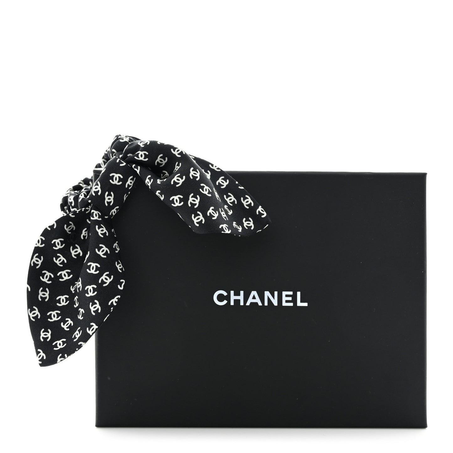 Silk Twill CC Scarf Hair Tie Black White