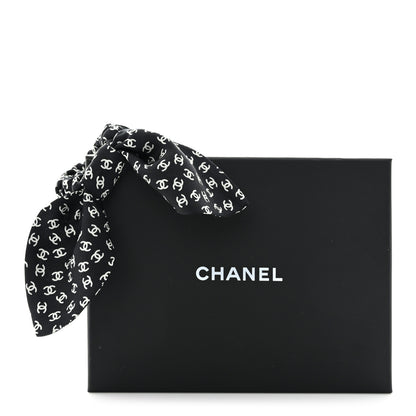 Chanel Silk Twill CC Scarf Hair Tie Black White 6 of 6