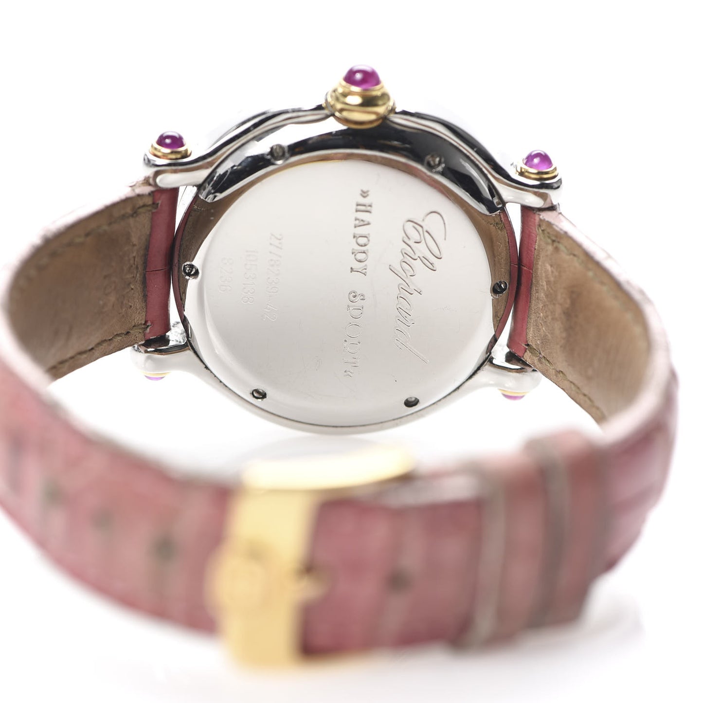Stainless Steel 18K Yellow Gold Alligator Diamond Pink Mother of Pearl 33mm Happy Sport Moon Star Quartz Watch