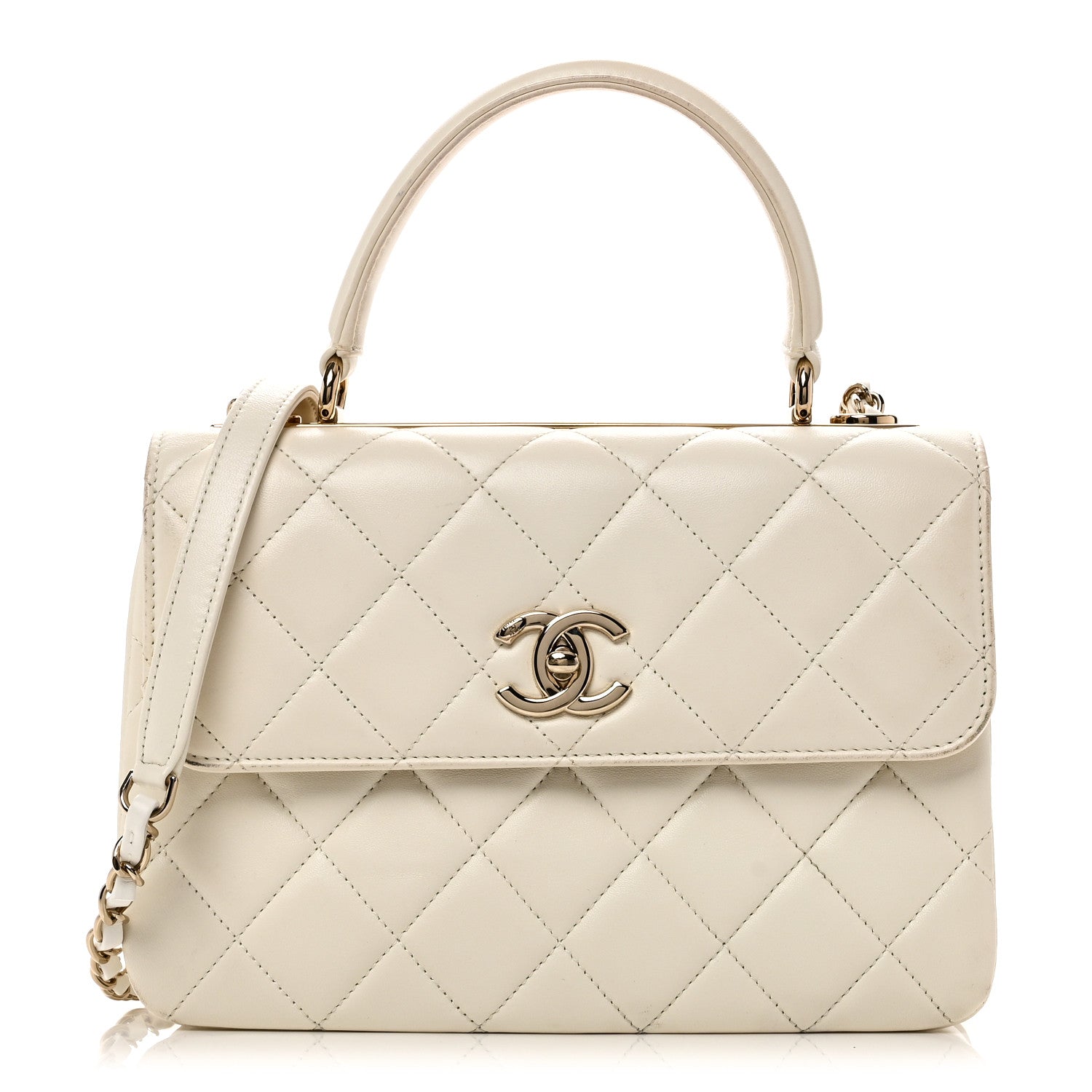 Chanel Lambskin Quilted Small Trendy CC Dual Handle Flap Bag White 1 of 10