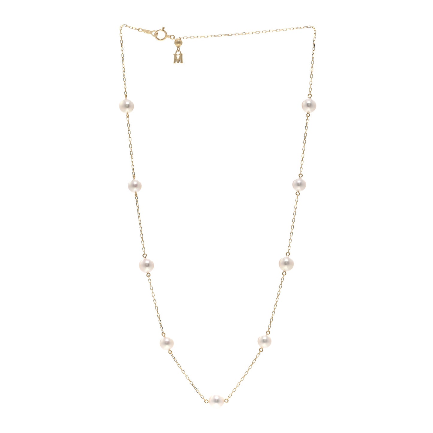 18K Yellow Gold Akoya Pearl 6-6.5mm Station Necklace