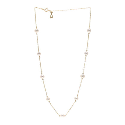 Mikimoto 18K Yellow Gold Akoya Pearl 6-6.5mm Station Necklace 3 of 4