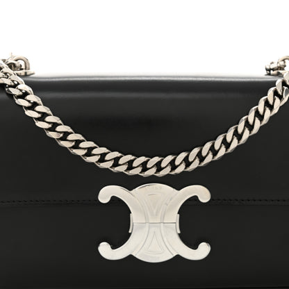 Celine Shiny Calfskin Triomphe Chain Shoulder Bag Black 8 of 12