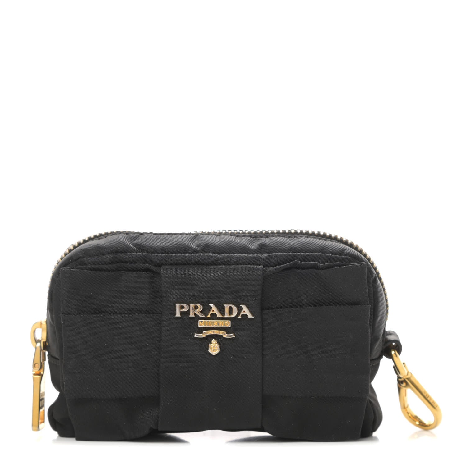 Prada Tessuto Nylon Bow Key Pouch Black 1 of 8