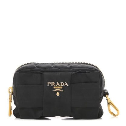 Prada Tessuto Nylon Bow Key Pouch Black 1 of 8